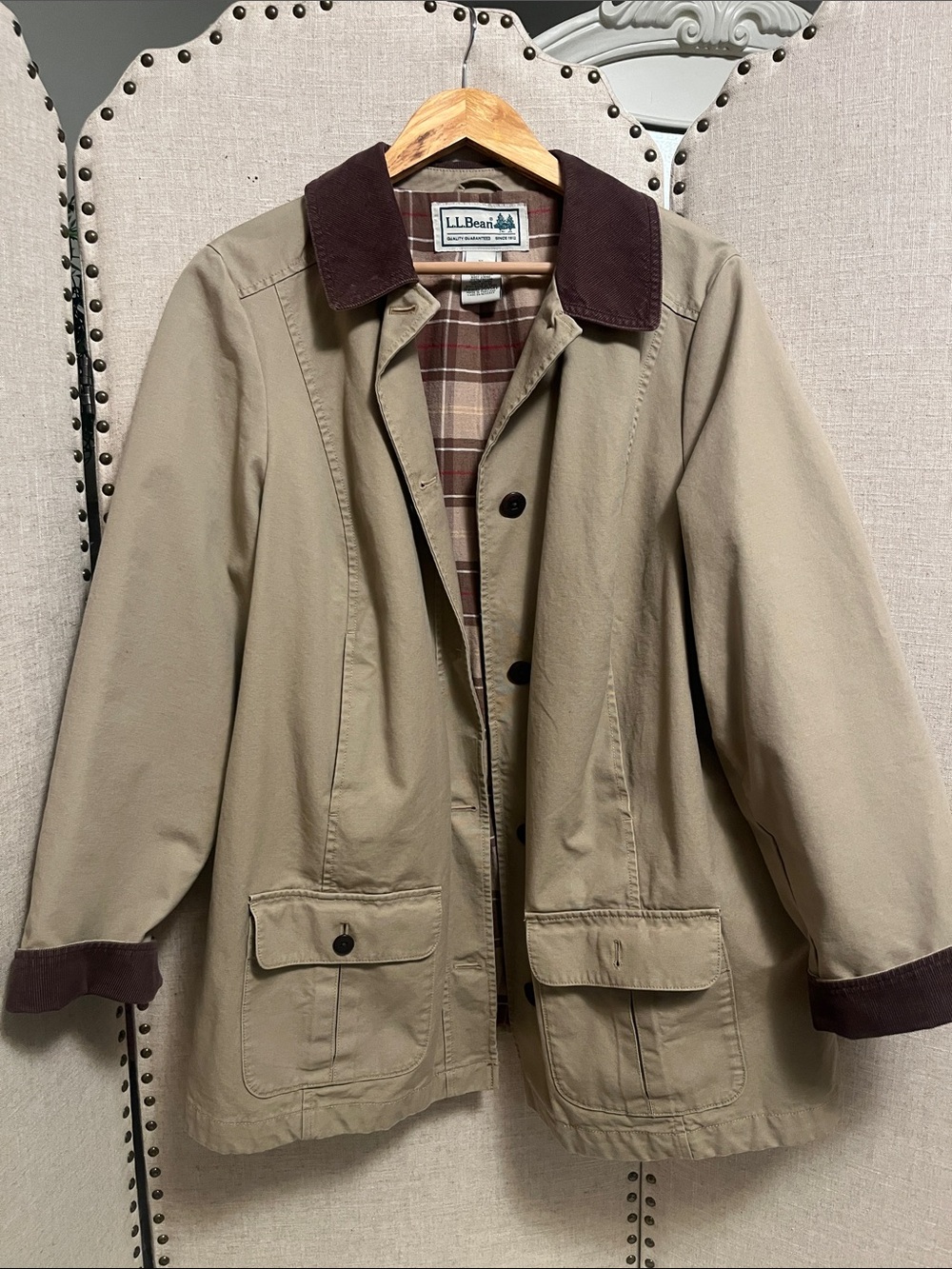 L.L. BEAN Women's Adirondack Barn Coat, Flannel-Lined dark khaki